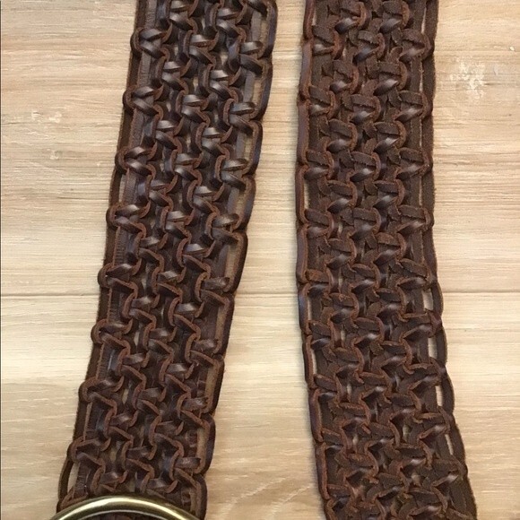 Boho Braided Leather Belt with Brass Buckle